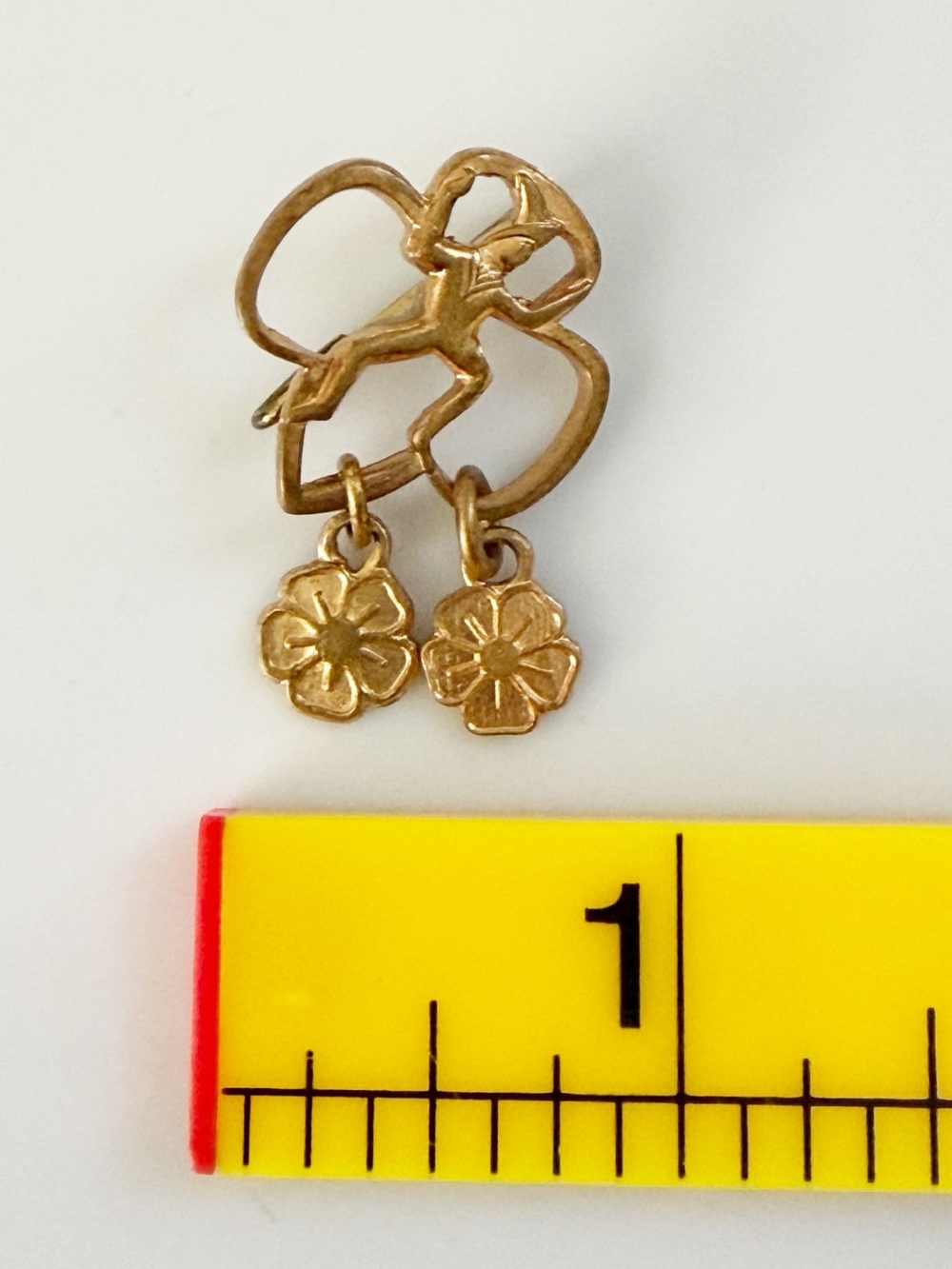 Vintage Girls Scouts Brownie Gold Tone Dangle Pin Brooch - Picture 5 of 6
